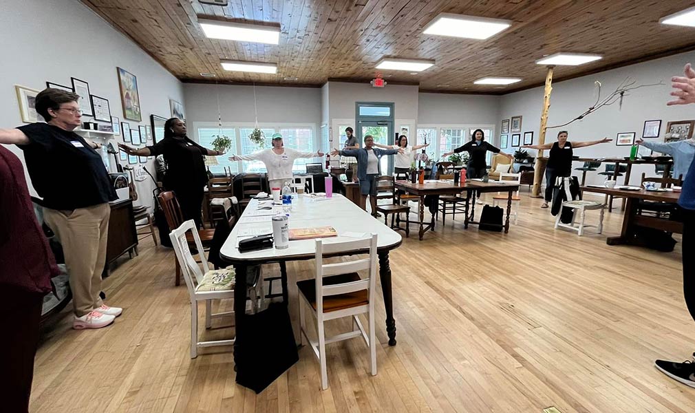 Photo of people doing brain skill activities