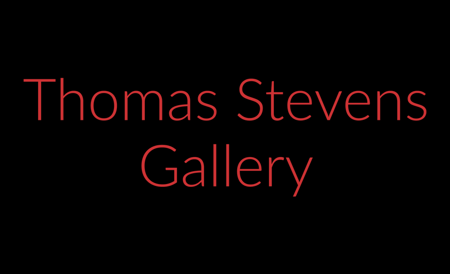 Thomas Stevens Gallery Logo - Red sans-serif type on black background