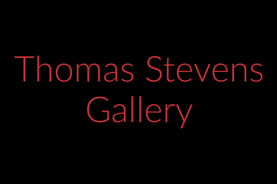 Thomas Stevens Gallery Logo - Red sans-serif type on black background