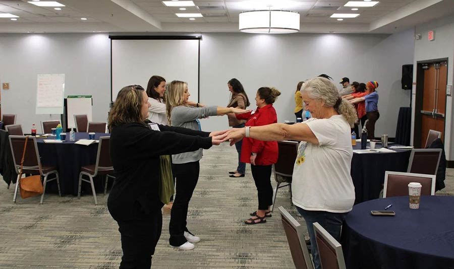Photo of people doing brain skill activities