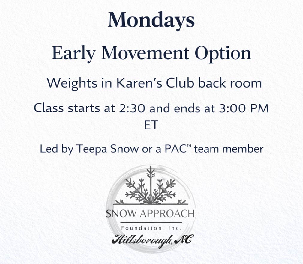 Graphic showing navy blue serif type and Snow Approach logo over textured paper background